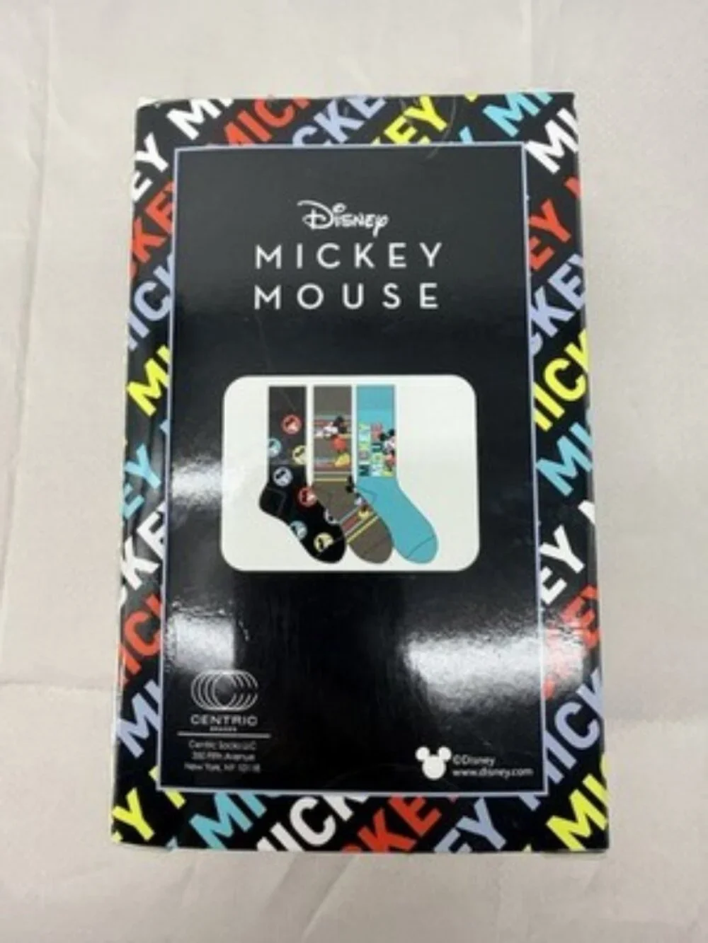 Disney Mickey Mouse 3-Pack Crew Socks - Black, Red, Yellow, Blue